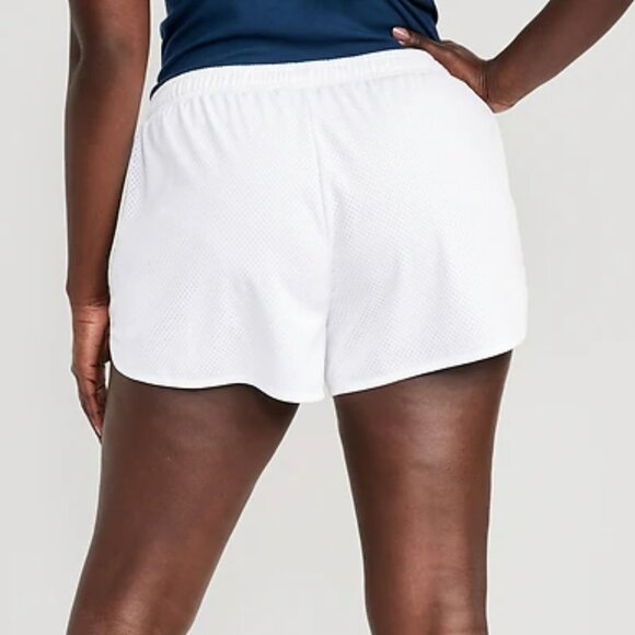 Mid-Rise Dolphin-Hem Mesh Performance Shorts - Picture 3 of 4